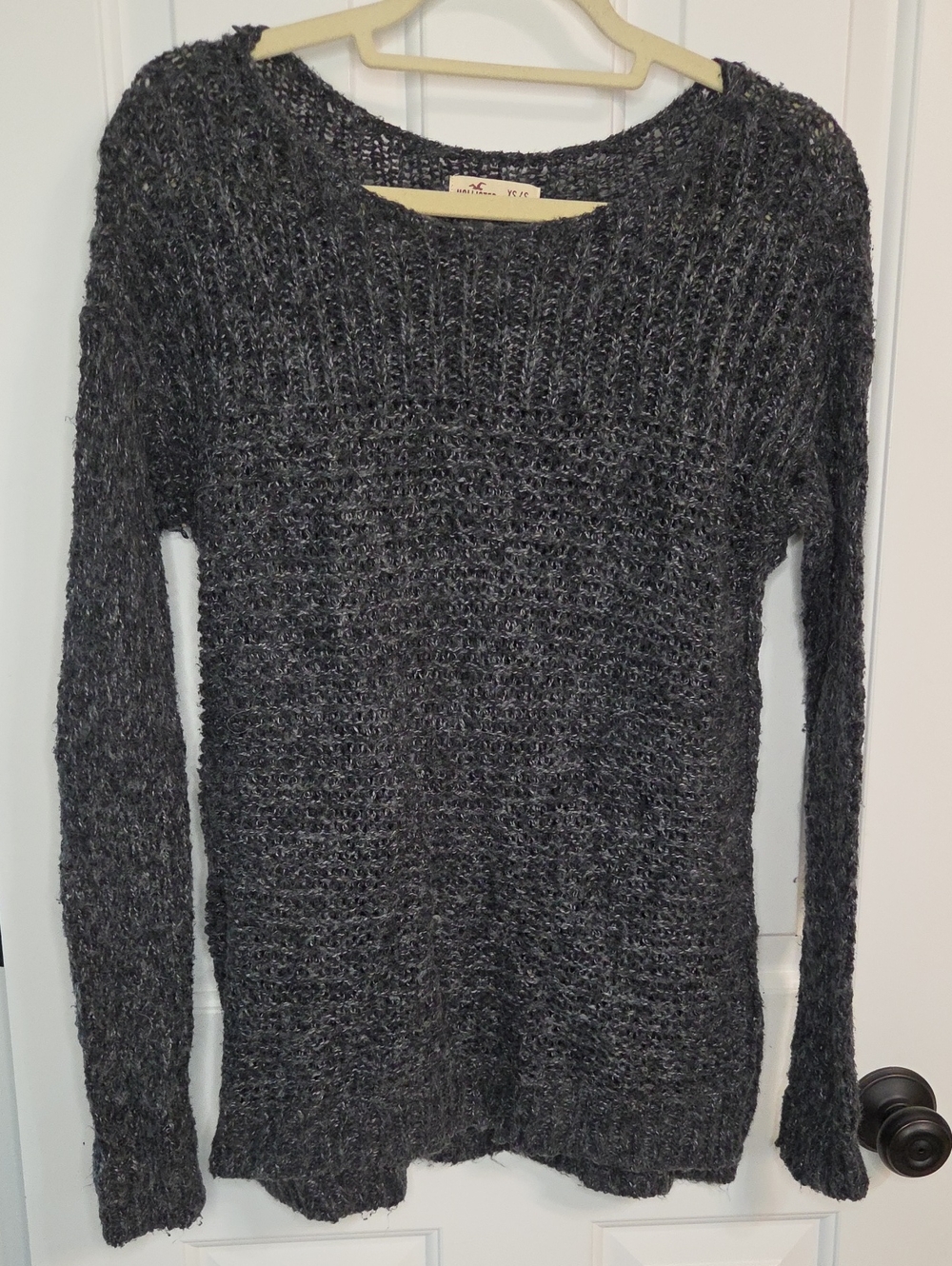 Hollister Blue Open-Knit Crewneck Sweater